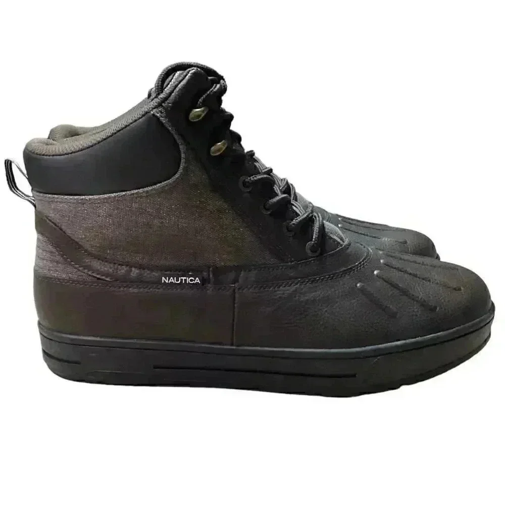 Nautica New Bedford Mens 12 Waterproof Lace Up Snow Duck Boots Brown Vegan NEW